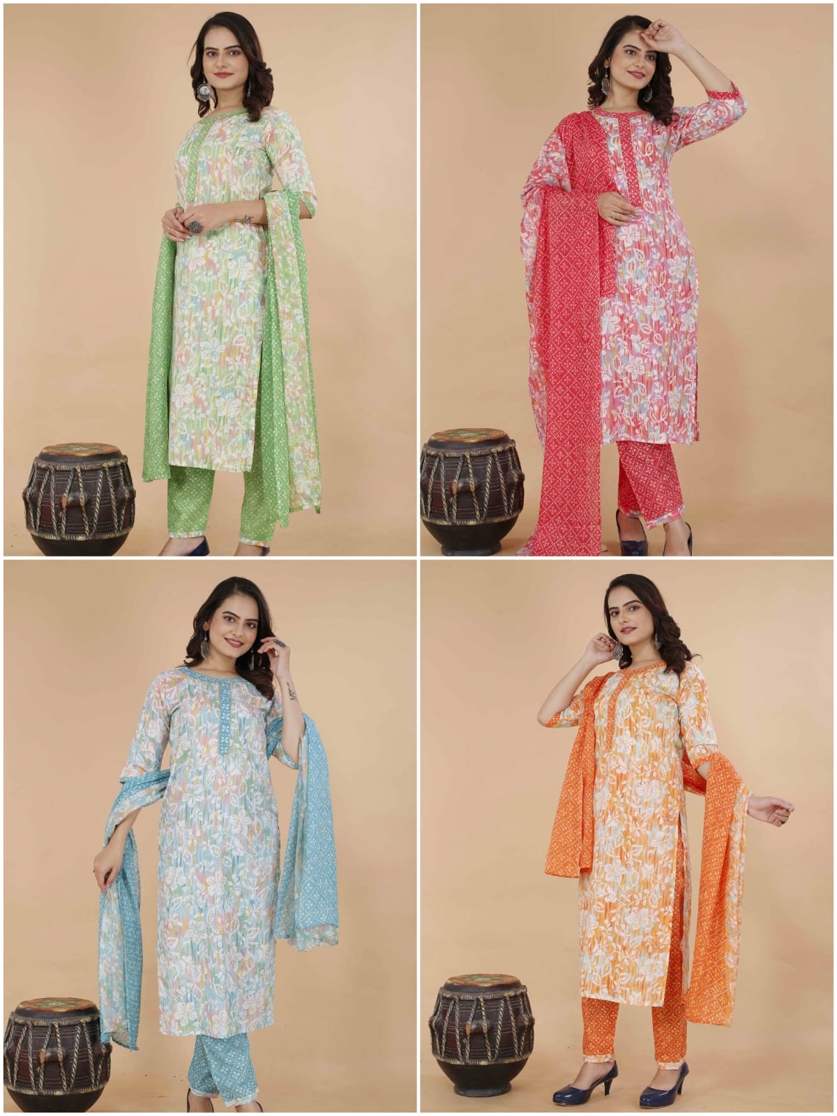 Shamal Printed Cotton Kurti With Bottom Dupatta Wholesale Market In Surat